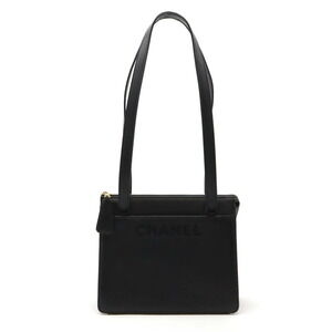 CHANEL Shoulder Bag Tote logo black leather